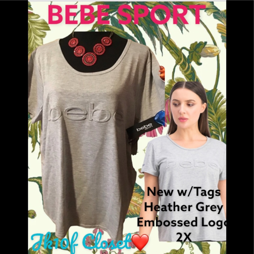 LOWEST🌻NWT BEBE SPORT 2X GREY MOISTURE WICKING ACTIVE TOP